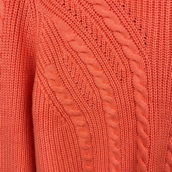 Talbots Sweater Womens Large Peach Orange Pullover Cable Knit Stretch Ladies - Picture 6 of 12